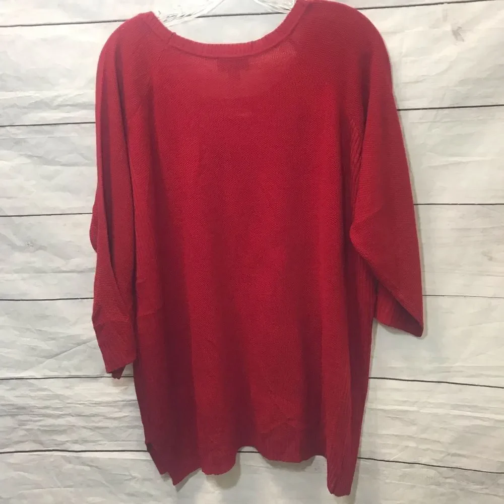 Avenue 3/4 Sleeve Hi-Lo Sweater| Red| Size 18/20 - Picture 3 of 9
